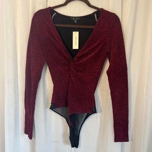 Maroon Sparkly Bodysuit